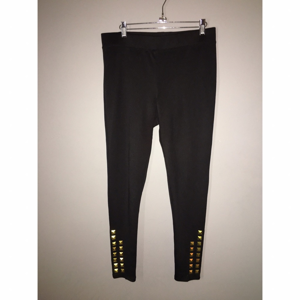 Black Nicki Minaj Gold Studded Leggings Sz L